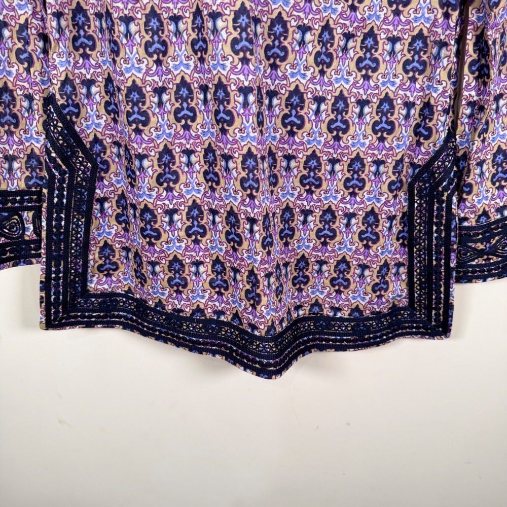 Tory Burch Damask Crochet Trim Tunic Top Sz 4 Boho Resort Wear preppy designer - Picture 4 of 14